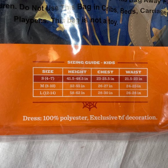 Kids Navy Moonlight Witch Halloween Costume with Hat Small 4-6 Wizard Dress Up - Picture 5 of 8